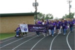 Walking with banner