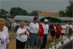 Crowd supports walkers